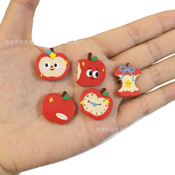 Wholesale 10pcs Apple Alarm Clock Board Embossed Acrylic Beads
