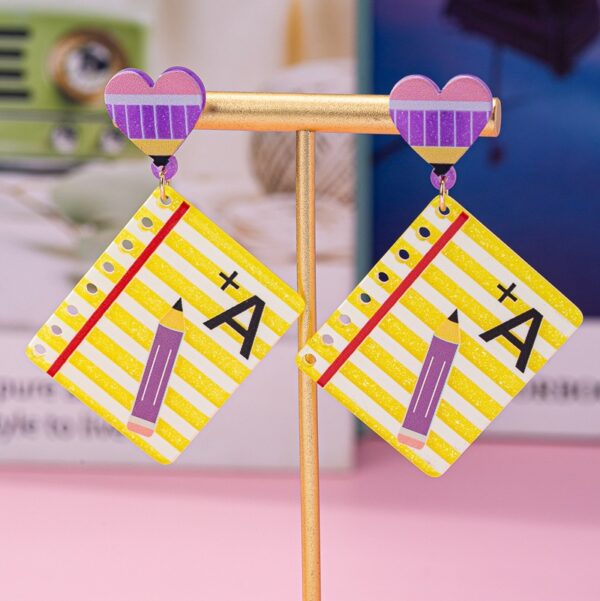 Wholesale Teacher's Day Pencil Printed Letter Love Acrylic Earrings