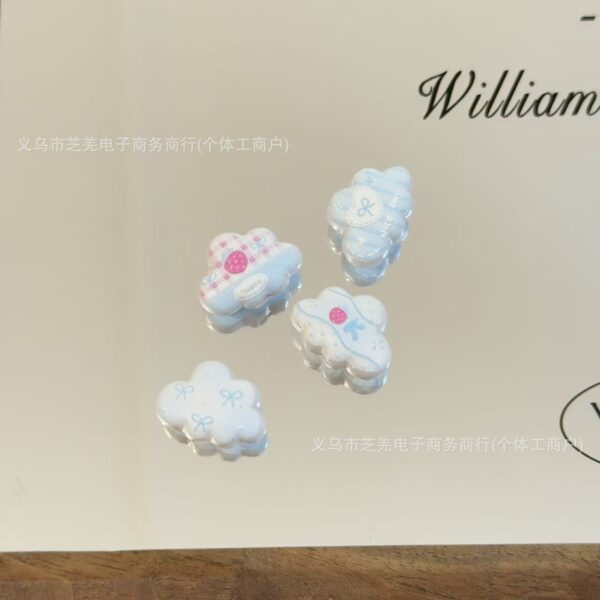 Wholesale 10pcs embossed blue strawberry cloud acrylic beads