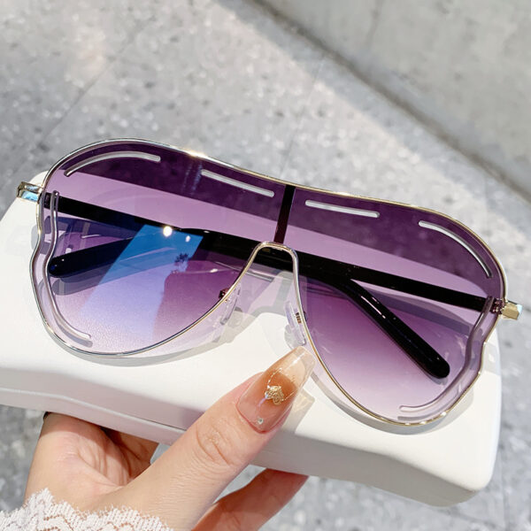 Wholesale big frame sunglasses party sunglasses one-body lenses hollow sunglasses