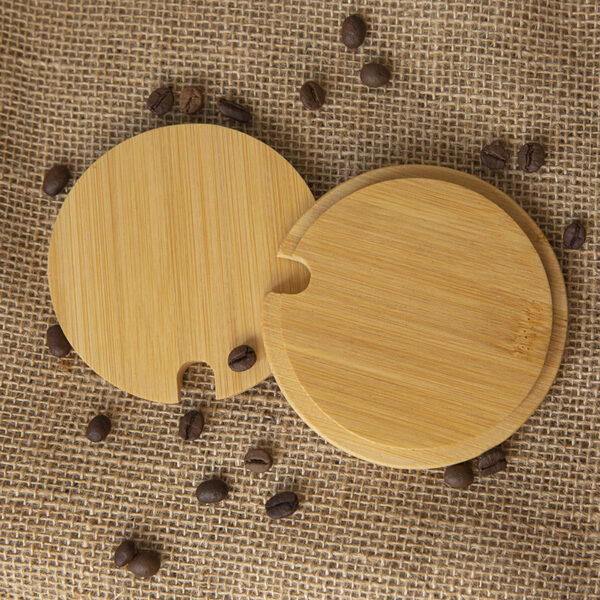 Wholesale Cross-border Cup Lid Bamboo Lid Universal Large Caliber Wooden Mug Breakfast Cup Lid Holed Logo
