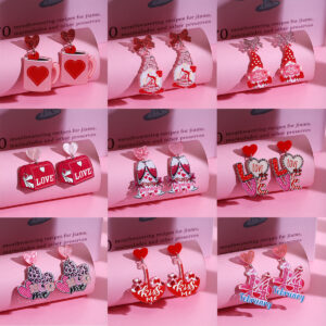 Wholesale Valentine's Day Pink Love Acrylic Earrings