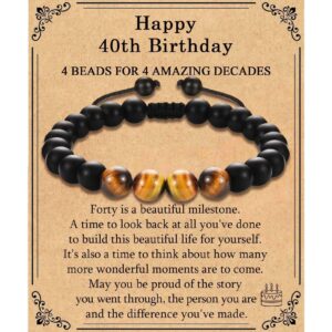 40th card + tiger eye stone black frosted bracelet