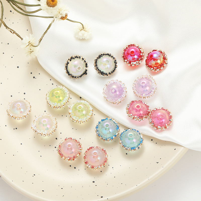 Wholesale luminous with diamond straight hole handmade round beads