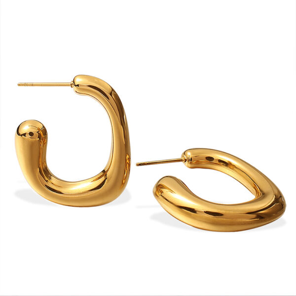 Wholesale Stainless Steel G-Shaped Gold-Plated Geometric Earrings