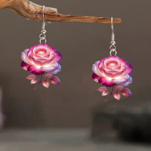 Wholesale Valentine's Day Acrylic 2D Screen Rose Earrings Fashion Earrings