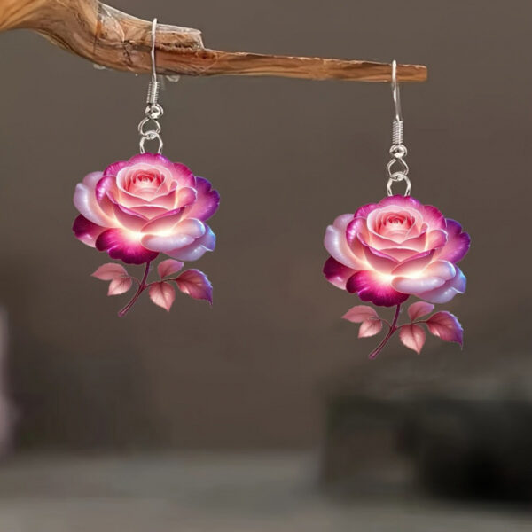 Wholesale Valentine's Day Acrylic 2D Screen Rose Earrings Fashion Earrings