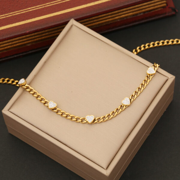 Wholesale full Diamond Love necklace stainless steel clavicle chain