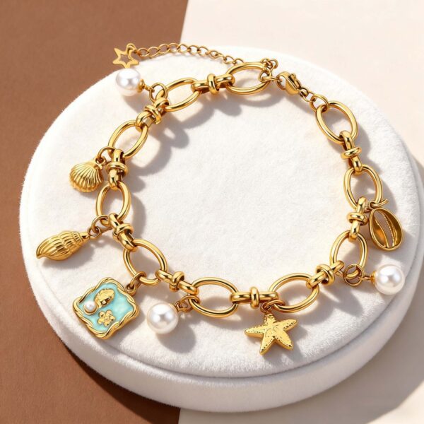 Wholesale Ocean Wind Sea Star Conch Pearl Shell Alien Bracelet