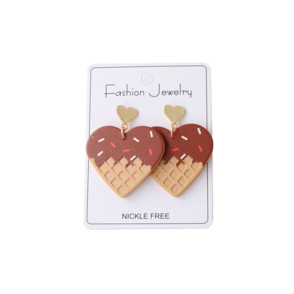 Wholesale Valentine's Day Heart-Shaped Chocolate Cone Acrylic Earrings