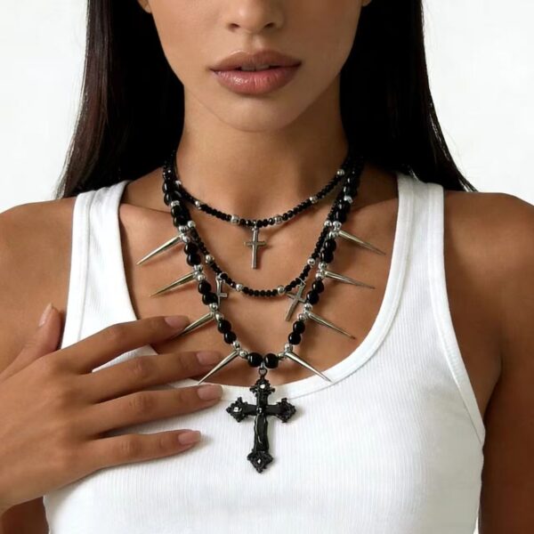 Wholesale Dark fringe exaggerated punk style necklace