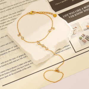 Wholesale Stainless Steel Mittens Bracelet Niche Ring with Diamonds Golden Bracelet