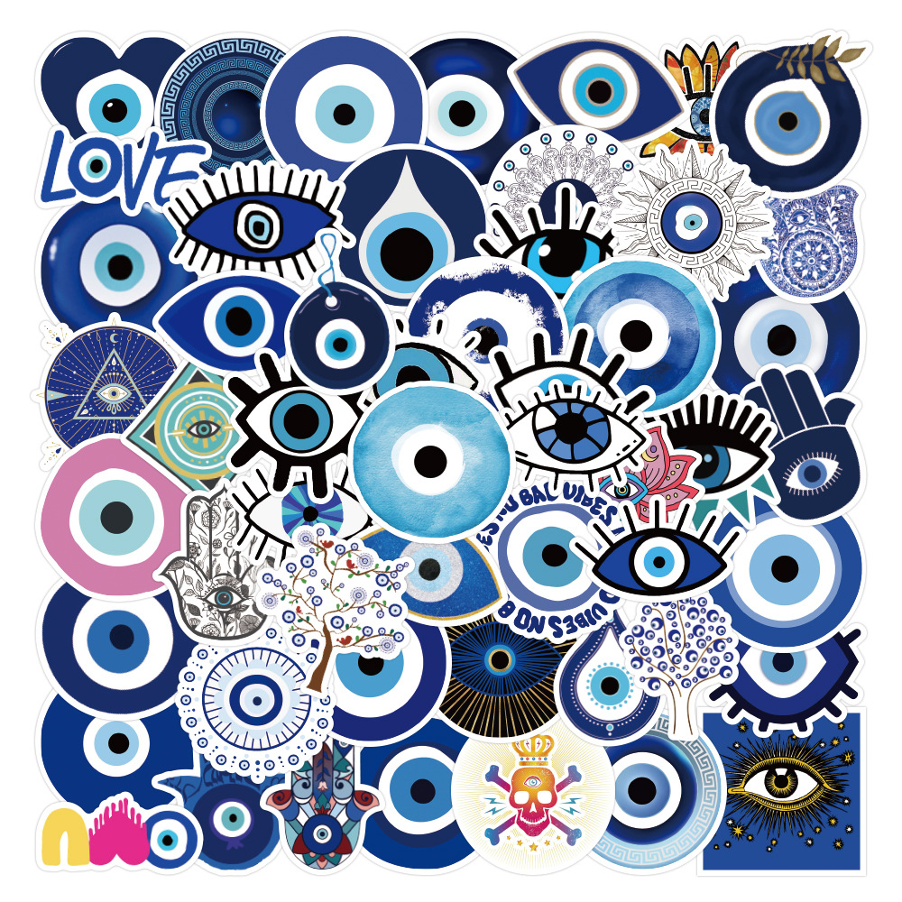 Wholesale 50 Horror Weird Evil Blue Eyes Waterproof Vinyl Stickers