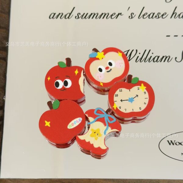 Wholesale 10pcs Apple Alarm Clock Board Embossed Acrylic Beads