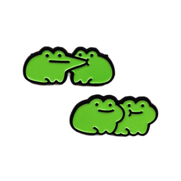 Wholesale Cute green paired frog cartoon animal brooch