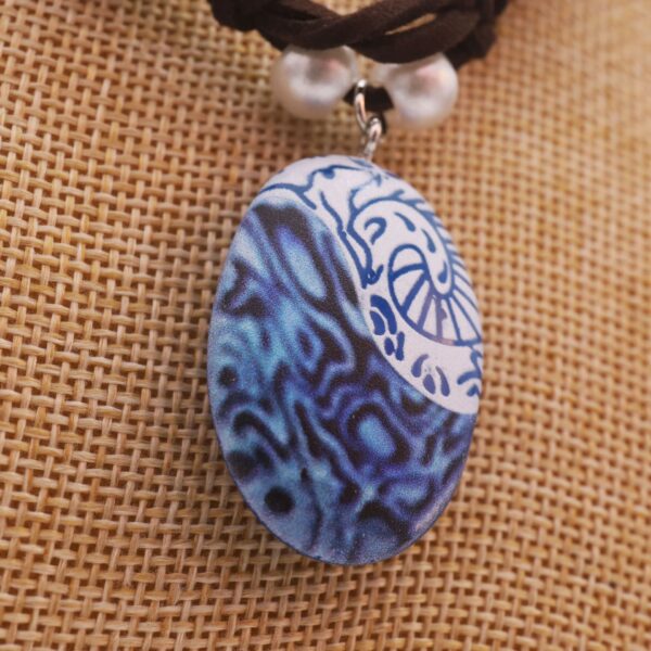 Wholesale Ocean Geometric Hollow Knot Blue Pendant Necklace