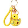 Wholesale Creative rhinestone cute yellow duck keychain