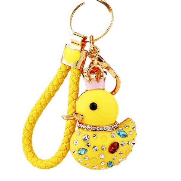 Wholesale Creative rhinestone cute yellow duck keychain