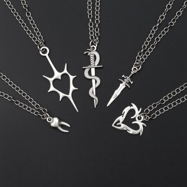 Wholesale Punk Snake Entangled Sword Retro Dark Silver Necklace