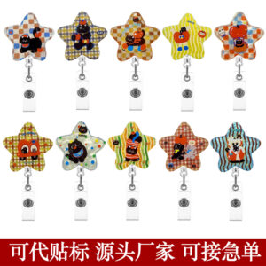 Wholesale Cross-border spot rotatable alligator clip easy-pull buckle pull cord clip for medical staff, key clip, badge clip, name tag, and ID card clip