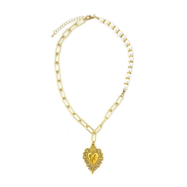 Wholesale Thorn Gold Love Pearl Cuban Chain Necklace