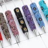 Wholesale Leopard print multi-color plastic diamond studded beadab pens