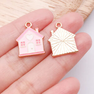 1 pink dripping love love house house 20x16x1mm-1.75g-25217