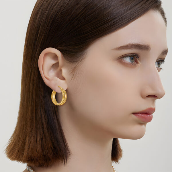 Wholesale Flower stitching circular double-layer earrings