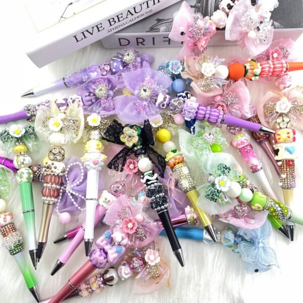 Wholesale Creative Crystal Bow Beaded DIY Finished Beaded Pen