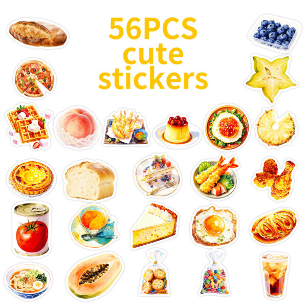 Wholesale 55pcs Realistic Delicious Food Waterproof Vinyl Stickers