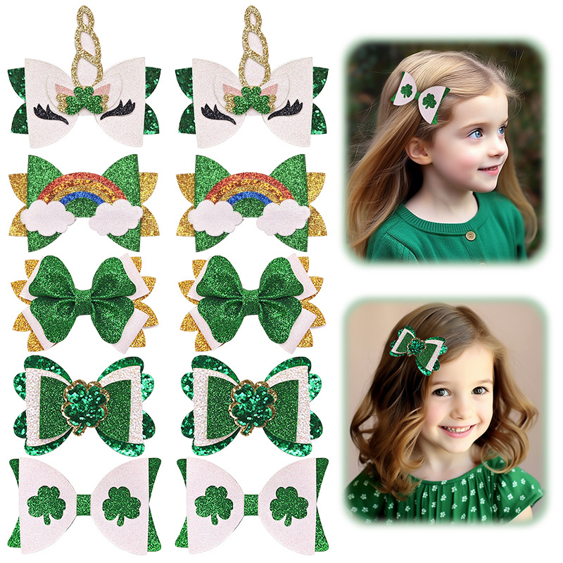 Wholesale St. Patrick's Day Clover Hat Bow Hair Aessories