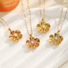 Wholesale gold flower necklace stainless steel plated pendant light luxury necklace