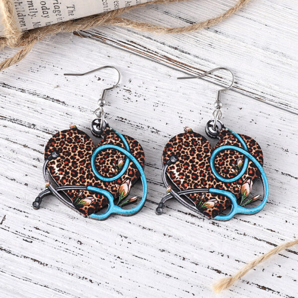 Wholesale Heart Pendant Earrings Wooden Double-Sided Earrings Gift