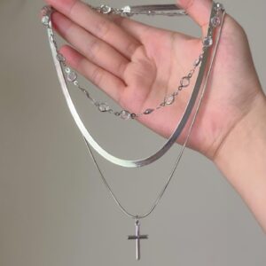 Three-layer stacked cross necklace 2025-344