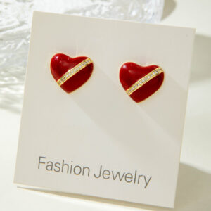 Wholesale Autumn and Winter Retro Diamond-Encrusted Peach Heart Earrings