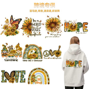 Wholesale Butterfly and sunflower print UV DTF Ready to Press Transfers Wraps