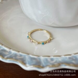 【Colored Diamonds and Small Zirconia Ring】 / Adjustable opening