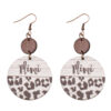 Wholesale Mother's Day Leopard Round Pieces Stitching Pendant Wooden Earrings