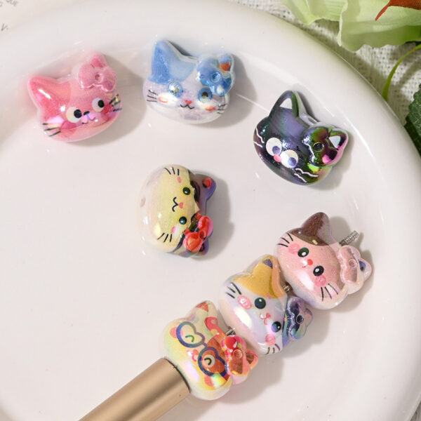 Wholesale Cartoon Cute Cat Straight Hole Acrylic Beads