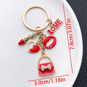 ER879-Drop Oil Red Valentine's Day Love Red Lip LOVE Keychain -13.7g