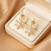 Wholesale Christmas Snowflake Pearl Silver Needle Earrings