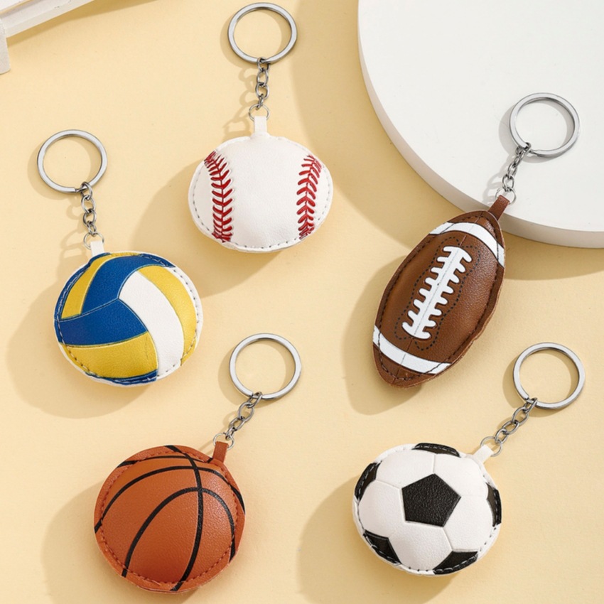 Wholesale Srt-style PU padded cotton ball keychain pendant