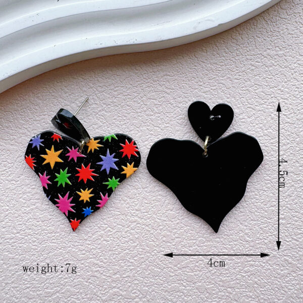 Wholesale Colorful printed heart-shaped gradient acrylic earrings