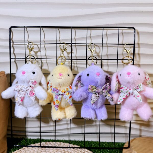 Wholesale Cute floral bow hanging ear rabbit plush cartoon keychain