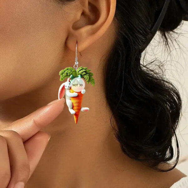 Wholesale Easter cartoon rabbit holding carrot acrylic earrings