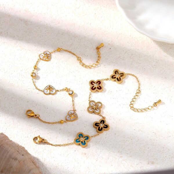 O1CN017OhDCY1VCdc5Lrmlx_2218929712617-0-cib Wholesale Bracelet Light Luxury Niche Flower Four-Leaf Clover Heart Titanium Steel Bracelet Women's