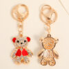 Wholesale Cute vest bear set with diamonds Metal Keychain