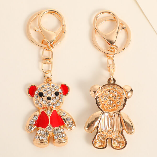Wholesale Cute vest bear set with diamonds Metal Keychain