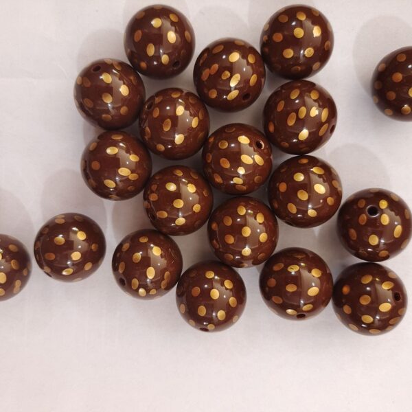 O1CN017PBPLI1QErILJRrzL_2201245431945-0-cib Wholesale 5pcs 20MM Coffee Gold Dot Printed Beads