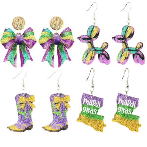 Wholesale Carnival Shining Parade Boots Map Bow Earrings